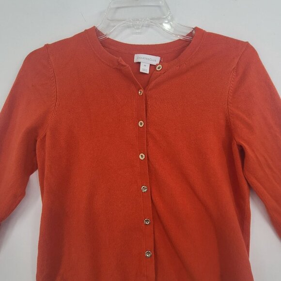 Charter Club Women's Button Down Cardigan Orange Size M - Picture 3 of 9